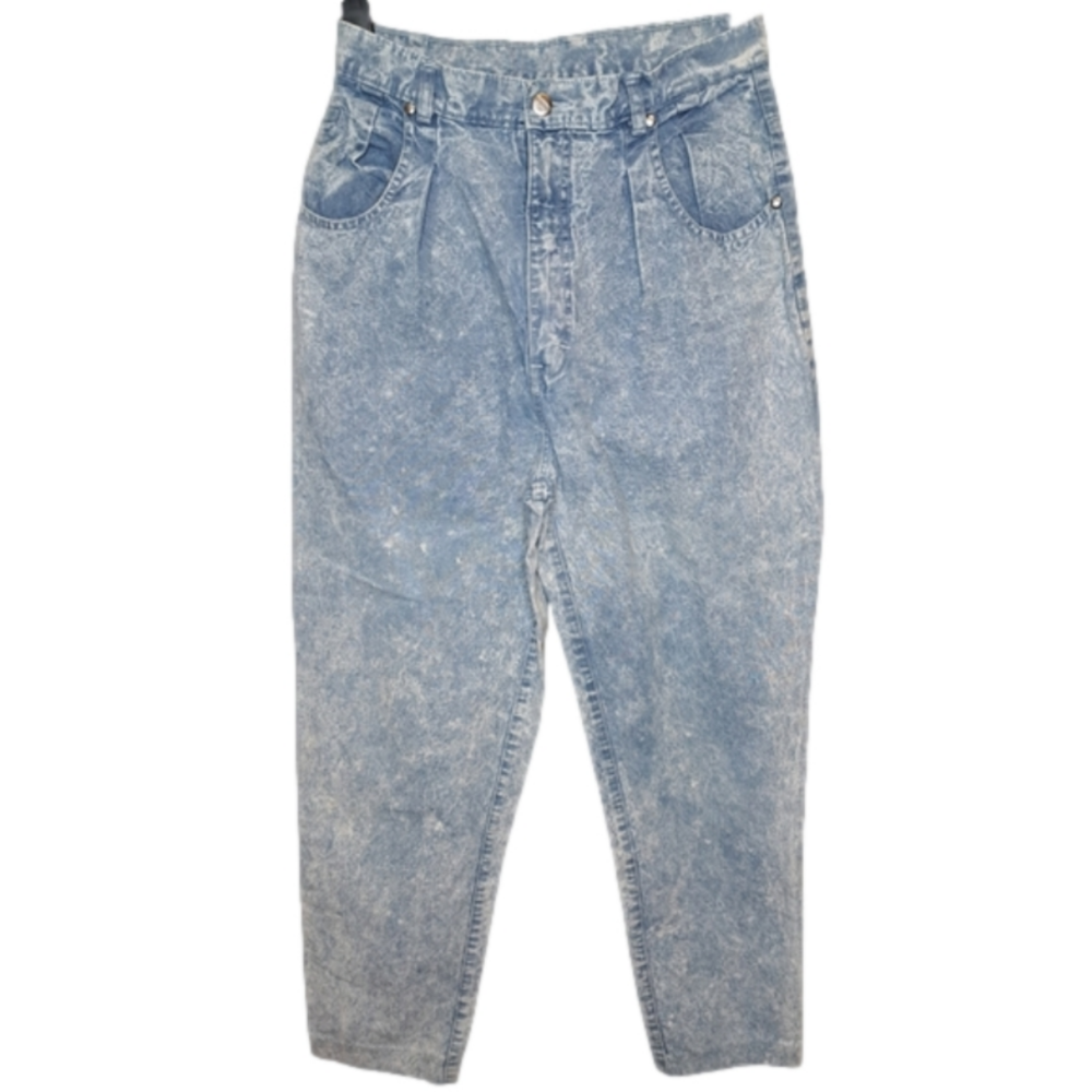 RUE ROYAL •VTG• Acid Wash • High Rise Jeans • Tapered Leg • Pleats • Size 32 EUC